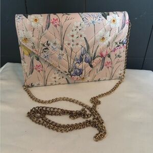 Aldo Floral Print Clutch with Gold Chain